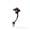 RED TEARDROP CZ BAT 316L SURGICAL STEEL CURVED BARBELL/EYEBROW